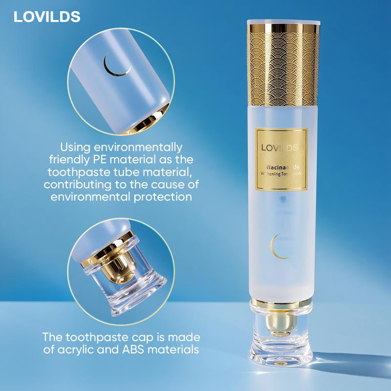 LOVILDS Niacinamide Whitening Toothpaste-Fast Acting Formula with Peach Extract & Mint foSensitive Teeth-Eco Friendly & Fluoride Free -100g