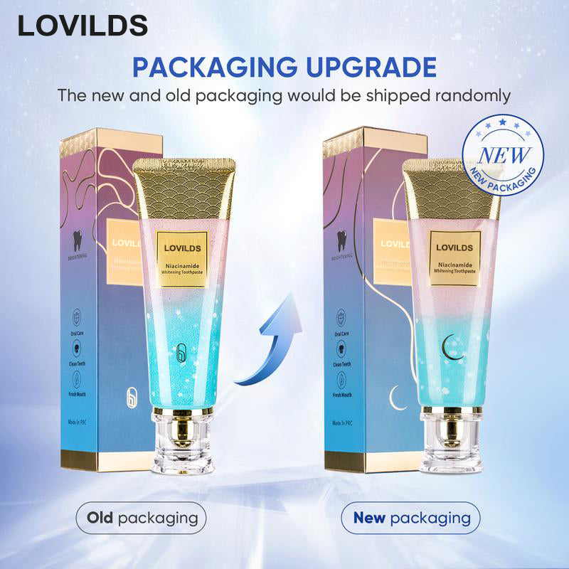 LOVILDS Niacinamide Whitening Toothpaste-Fast Acting Formula with Peach Extract & Mint foSensitive Teeth-Eco Friendly & Fluoride Free -100g