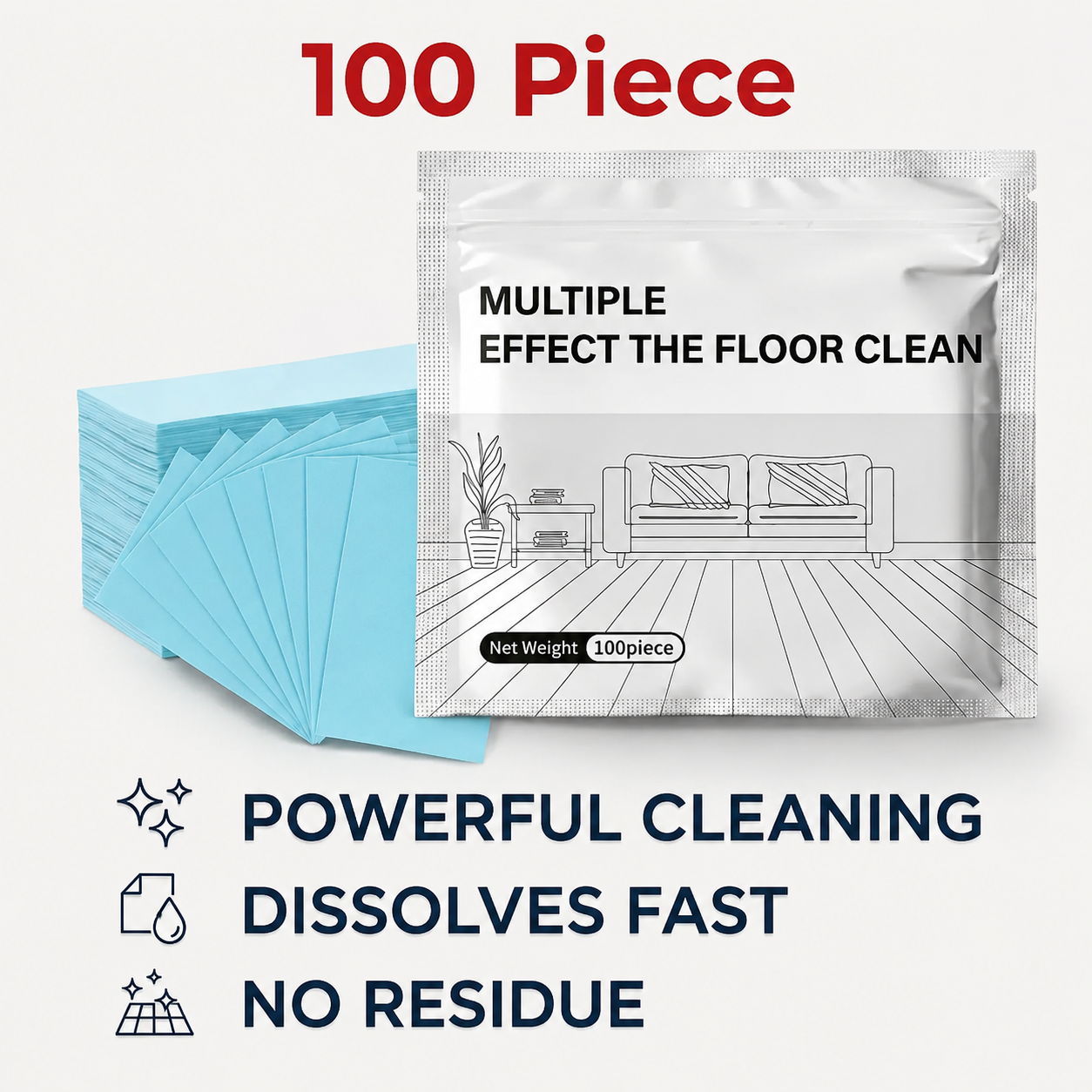 🧼IEY® 100 Piece Floor Cleaning Tablets Multi-Surface Antibacterial Cleaner for Hardwood, Tile & Laminate