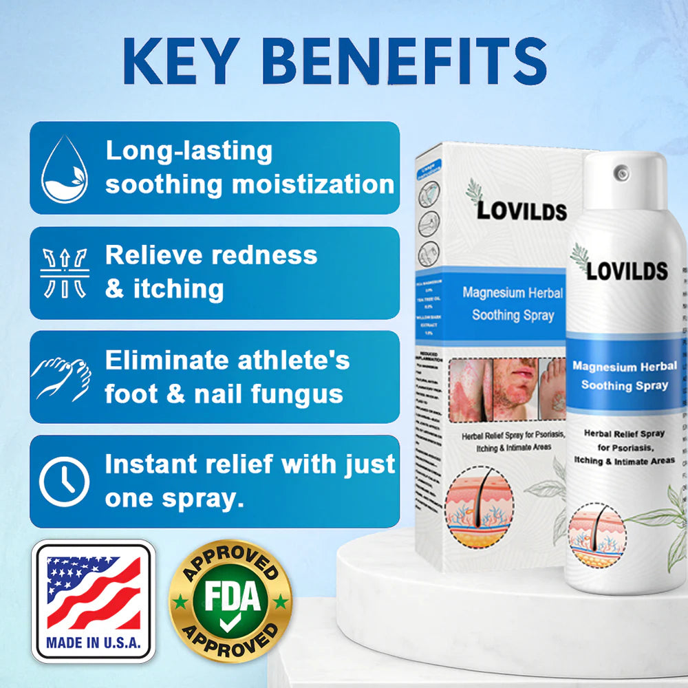 ✅ Official Store: LOVILDS® Magnesium Herbal Psoriasis Spray 👨‍⚕️ FDA Certified (Relieves Psoriasis and Eczema, Improves Bacterial Infections in the Genital Area, Treats Acne and Warts)