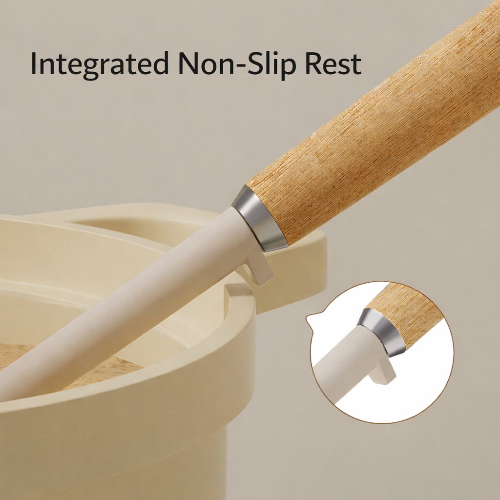 Wooden handle silicone rice spoon